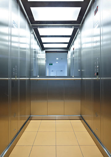 Stainless steel lift interior